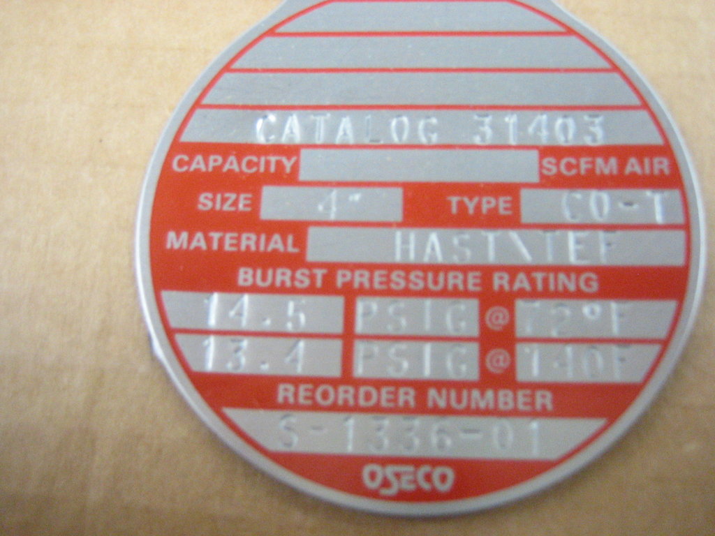 Oseco Rupture Disc 4" R-6065-03 - Advance Operations