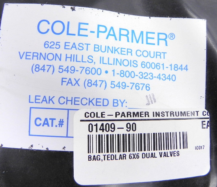Cole-Parmer Tedlar Gas Sampling Bag 01409-90 (Lot of 2) - Advance Operations