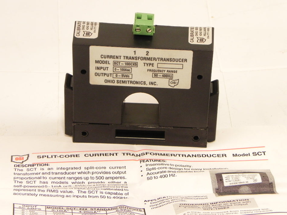 Ohio Semitronics Current Transformer STC-100CX5 - Advance Operations