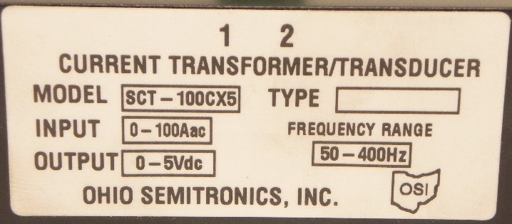 Ohio Semitronics Current Transformer STC-100CX5 - Advance Operations