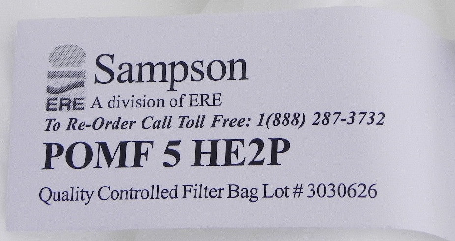 Sampson ERE Platinum Water Traitment Polypropylene Filter Bag POMF 5 HE2P 5 Micron (25/Box) 7" X 32" - Advance Operations