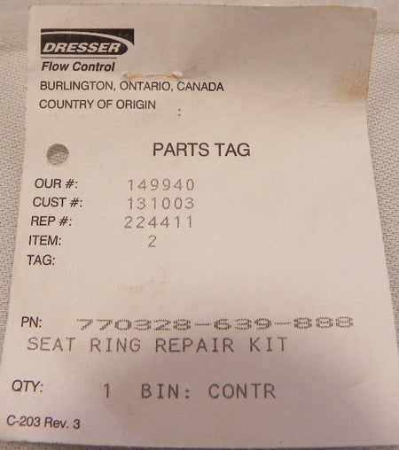 Dresser/Masoneilan Seat Ring Repair Kit 770328-639-888 - Advance Operations