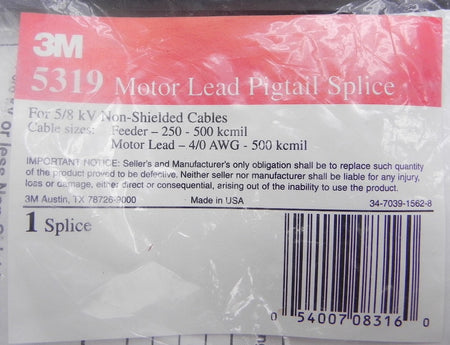 3M Motor Lead Pigtail Splice Kit 5319 - Advance Operations