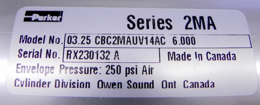 Parker Pneumatic Cylinder CBC2MAUV14AC  3-1/4" x 6" - Advance Operations