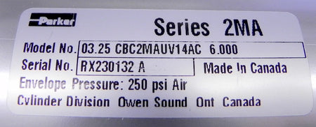 Parker Pneumatic Cylinder CBC2MAUV14AC  3-1/4" x 6" - Advance Operations
