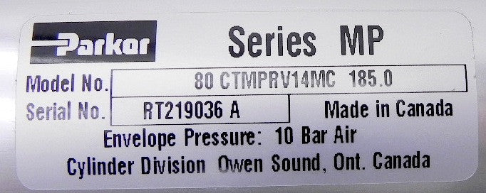 Parker Pneumatic Cylinder CTMPRV14MC  80 x 185 - Advance Operations