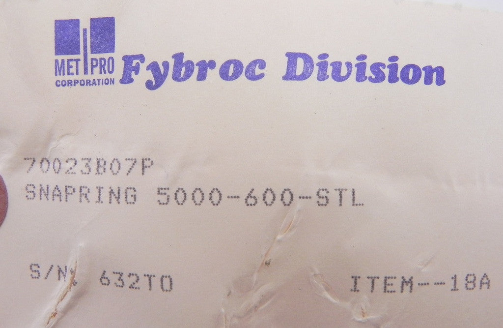 Fybroc Snap Ring 5000-600-STL 70023B07P - Advance Operations