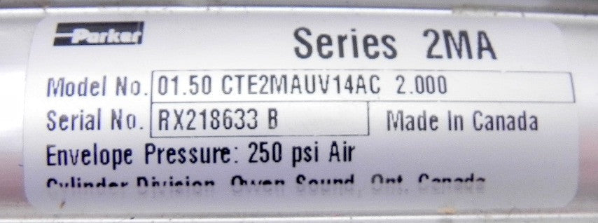 Parker Pneumatic Cylinder CTE2MAUV14AC  1-1/2" x 2" - Advance Operations