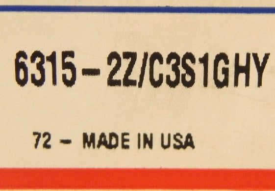 SKF Single Row Deep Groove Ball Bearing 6315-2Z/C3S1GHY - Advance Operations