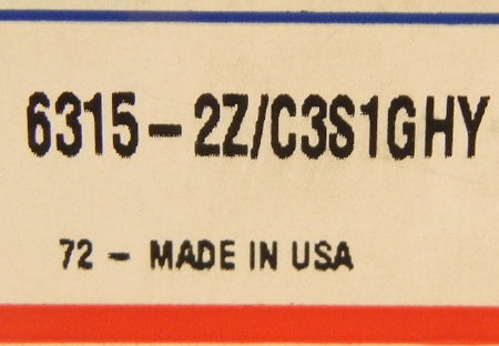 SKF Single Row Deep Groove Ball Bearing 6315-2Z/C3S1GHY - Advance Operations