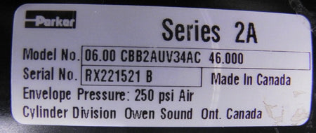 Parker Pneumatic Cylinder CCB2AUV34AC   6" - Advance Operations