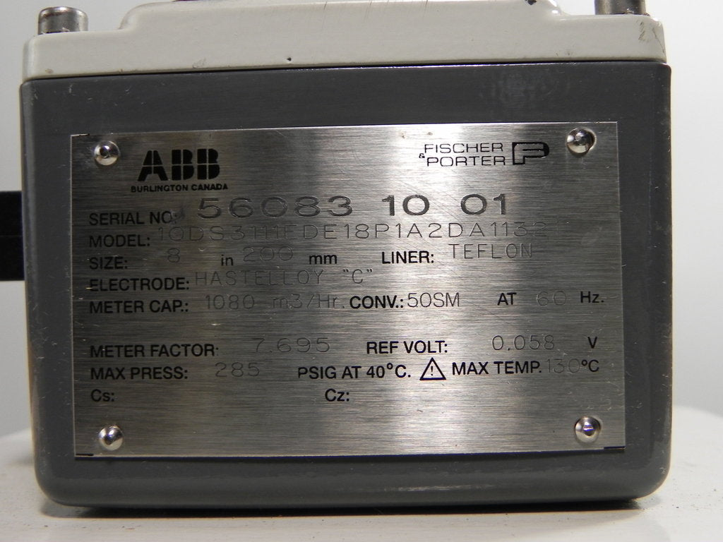 ABB 8" Flowmeter 10DS3111EDE18P1A2DA11321 Electrodes Hasteloy C. - Advance Operations