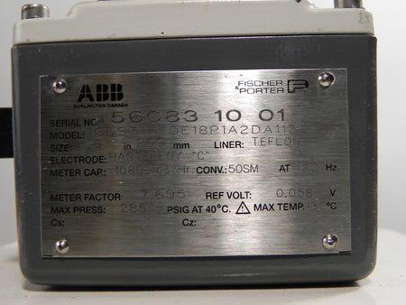 ABB 8" Flowmeter 10DS3111EDE18P1A2DA11321 Electrodes Hasteloy C. - Advance Operations