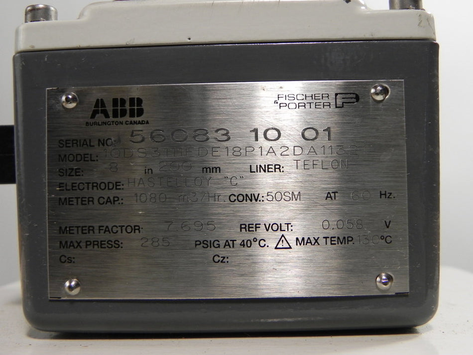 ABB 8" Flowmeter 10DS3111EDE18P1A2DA11321 Electrodes Hasteloy C. - Advance Operations