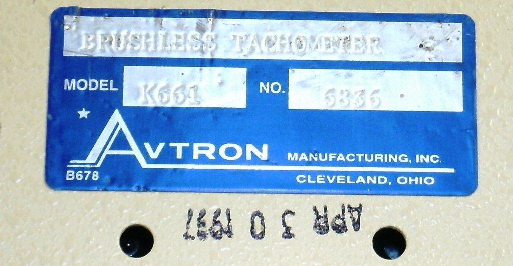 Avtron Manufacturing Inc Brushless Tachometer K661 - Advance Operations