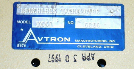 Avtron Manufacturing Inc Brushless Tachometer K661 - Advance Operations