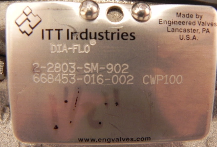 ITT Dia-Flo Diaphragm Valve 2" 2803-SM-902 - Advance Operations