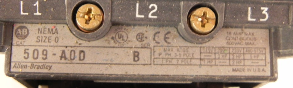 Allen-Bradley Contactor 509-A0D - Advance Operations