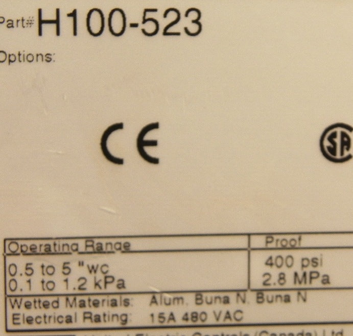 UE / Ametek Pressure Switch w/ Liquid Filled Viton Diaphragm H100-523 / LB - Advance Operations