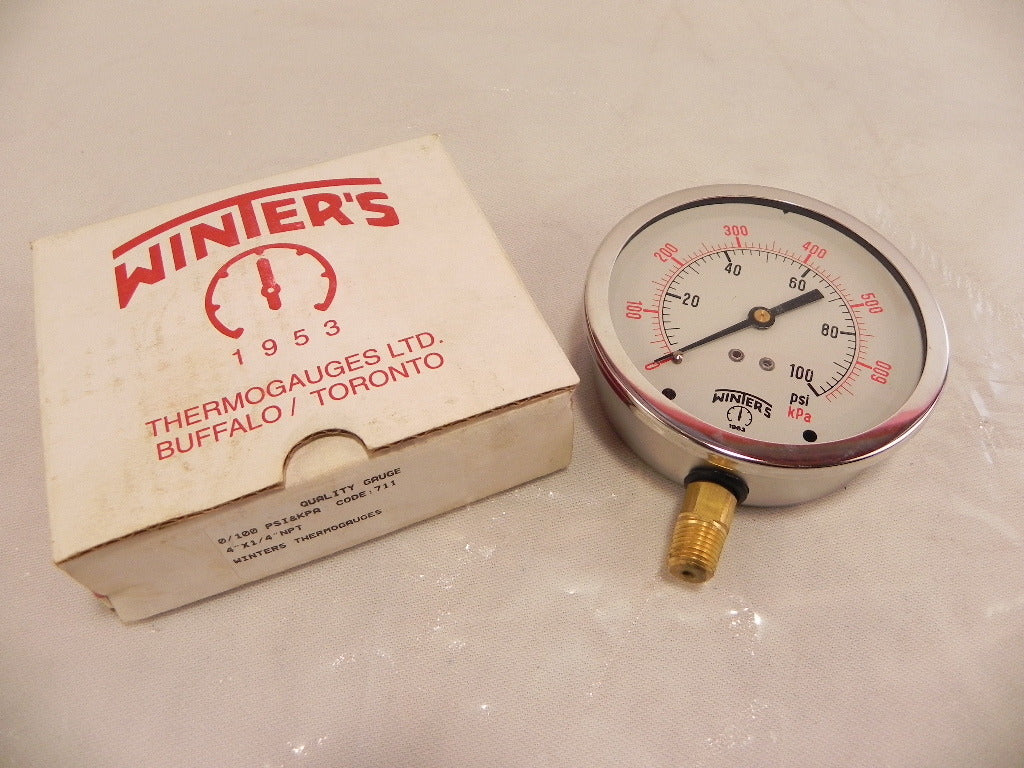 Winter's Thermogauge 4" X 1/4" NPT 0-100 psi - Advance Operations