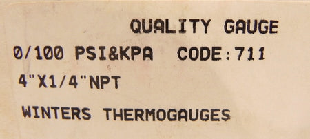 Winter's Thermogauge 4" X 1/4" NPT 0-100 psi - Advance Operations