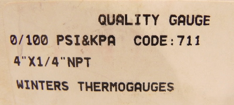 Winter's Thermogauge 4" X 1/4" NPT 0-100 psi - Advance Operations
