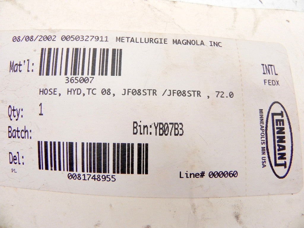 Tennant Hydraulic Hose 72" JF08STR - Advance Operations