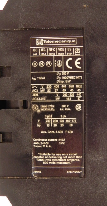 Telemecanique Contactor LC1 D80 11 - Advance Operations