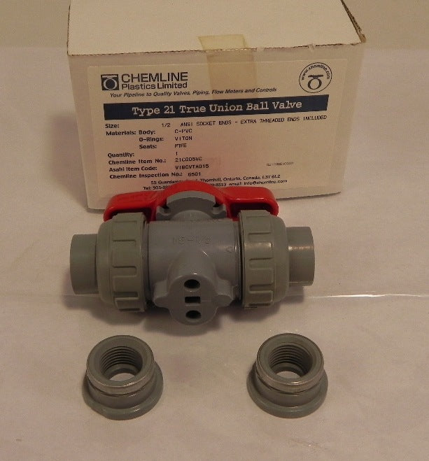 Chemline Asahi Type 21 Ball Valve 21005VC 1/2" - Advance Operations