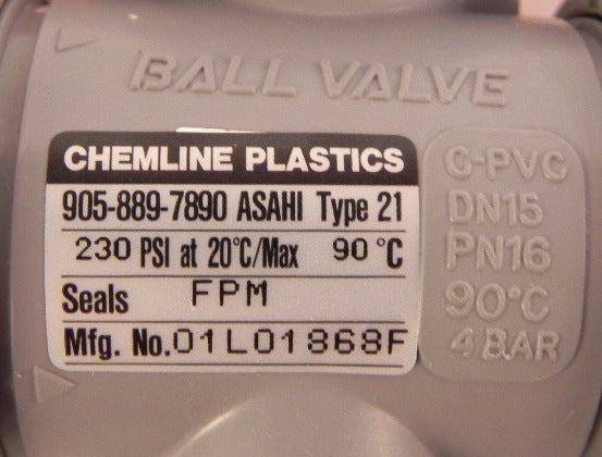 Chemline Asahi Type 21 Ball Valve 21005VC 1/2" - Advance Operations