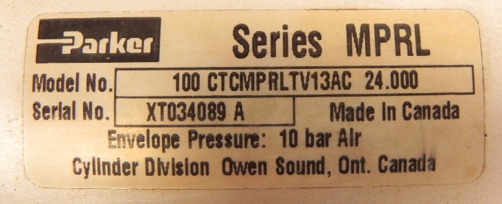 Parker Pneumatic Cylinder 100 mm X 24" CTCMPRLTV13AC - Advance Operations