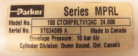 Parker Pneumatic Cylinder 100 mm X 24" CTCMPRLTV13AC - Advance Operations