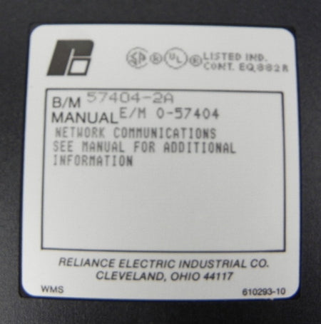 Reliance Electric Network Communications Module 57404-2a - Advance Operations