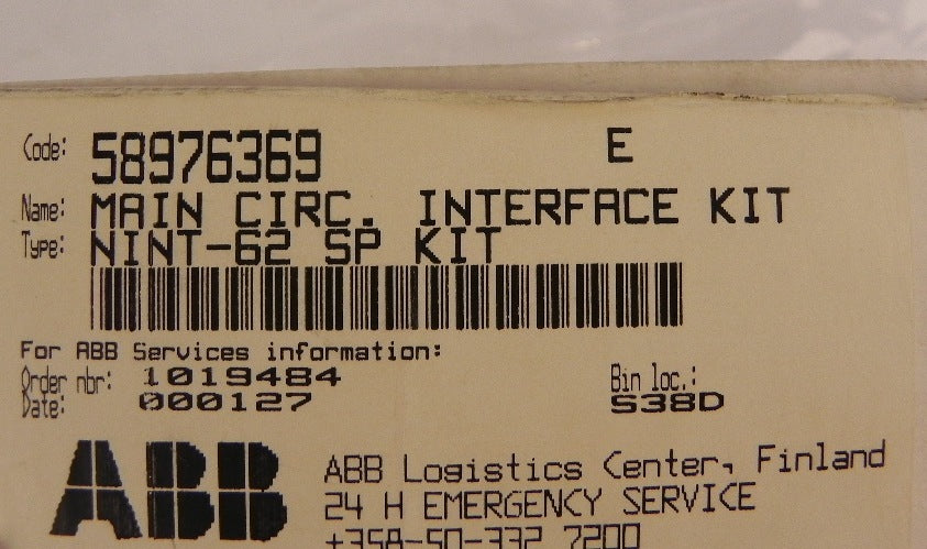 ABB Main Circuit Interface Board NINT-62 SP - Advance Operations