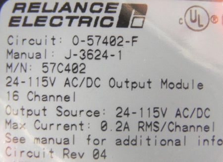 Reliance Electric Digital Output 0-57402-F Free 1 Year Warranty - Advance Operations