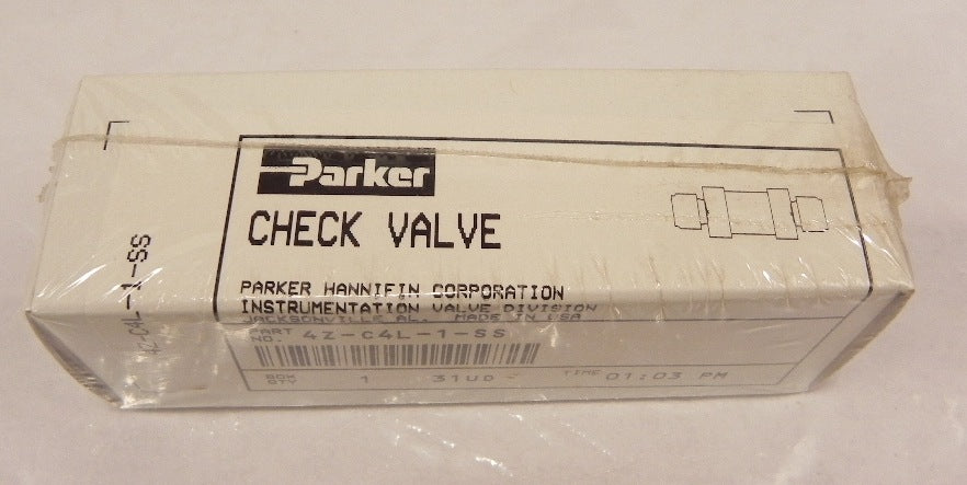 Parker C Series High Pressure Stainless 1/4" Check Valve 4Z-C4L-1-SS 6000 PSIG - Advance Operations