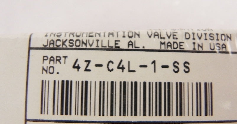 Parker C Series High Pressure Stainless 1/4" Check Valve 4Z-C4L-1-SS 6000 PSIG - Advance Operations