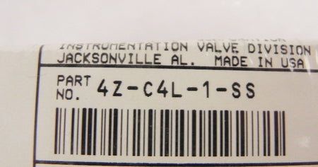 Parker C Series High Pressure Stainless 1/4" Check Valve 4Z-C4L-1-SS 6000 PSIG - Advance Operations