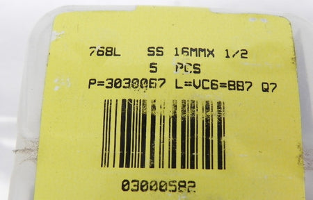 Ham-Let Straights Male Let-Lok 768L SS 16mmX 1/2 (5) - Advance Operations