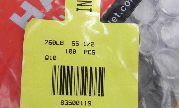 Ham-Let Back ferrule 760LB SS 1/2  (100) - Advance Operations