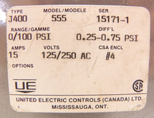 Load image into Gallery viewer, United Electric Pressure Switch J400-555 - Advance Operations
