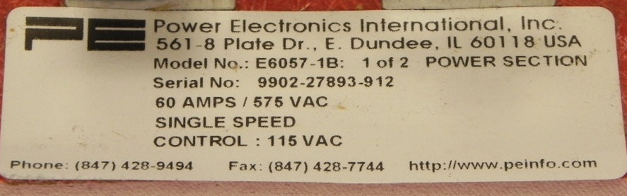 Power Electronics International Power Module E6057-1B - Advance Operations