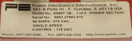 Power Electronics International Power Module E6057-1B - Advance Operations