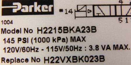 Parker Pneumatic Solenoid Valve H2215BKA23B 145Psi - Advance Operations