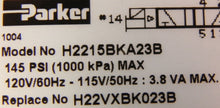 Load image into Gallery viewer, Parker Pneumatic Solenoid Valve H2215BKA23B 145Psi - Advance Operations
