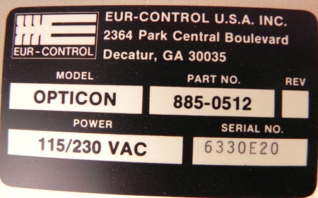 EUR Control Consistency Transmitter 885-0512 - Advance Operations