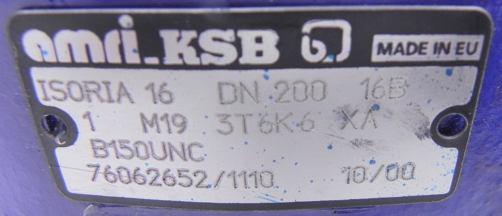 Amri KSB Butterfly Valve Isoria 16 3T6K6 XA 8" - Advance Operations