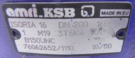 Amri KSB Butterfly Valve Isoria 16 3T6K6 XA 8" - Advance Operations