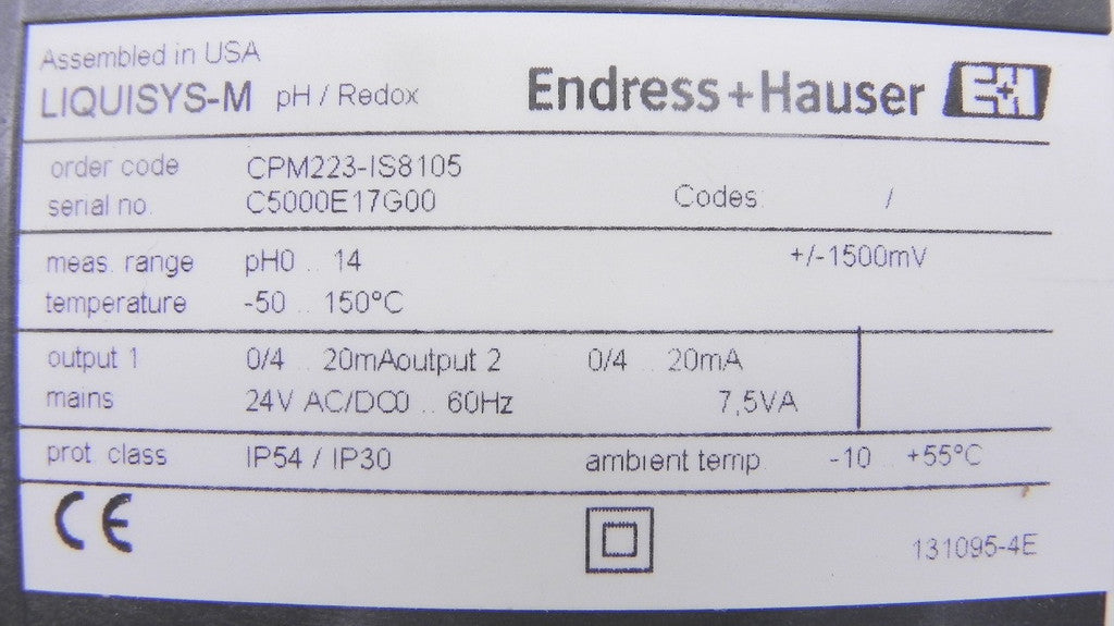 Endress+Hauser Liquisys M Transmitter CPM223-IS8105 - Advance Operations
