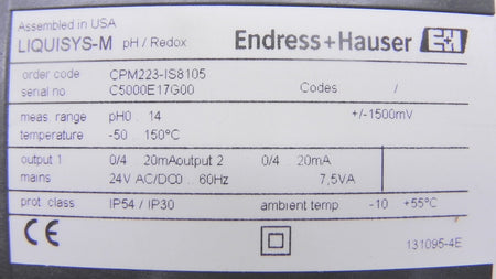 Endress+Hauser Liquisys M Transmitter CPM223-IS8105 - Advance Operations